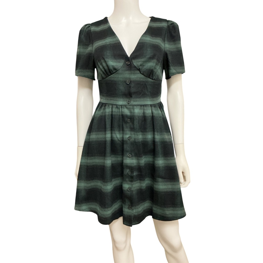 Disturbia Greenlee Check Mini Dress Size S US 4 Goth Grunge Alt Whimsigoth NWT